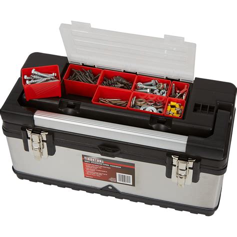 20ga steel strong box with handle|Ironton 20in. Stainless Steel Toolbox — 20in.W x 9in.D x 10in.H.